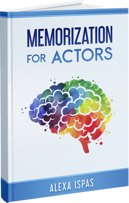 Book titled "Memorization for Actors" by Alexa Ispas with colorful brain illustration