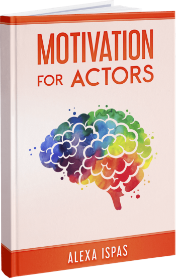 Book cover titled "Motivation for Actors" with colorful brain illustration