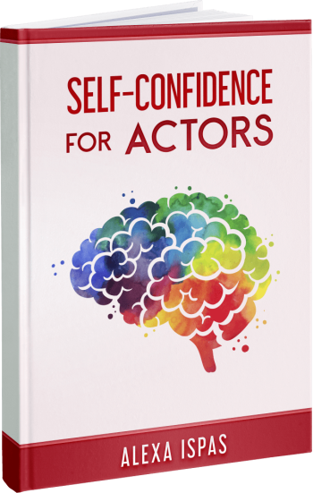 Self-Confidence for Actors" book with colorful brain illustration